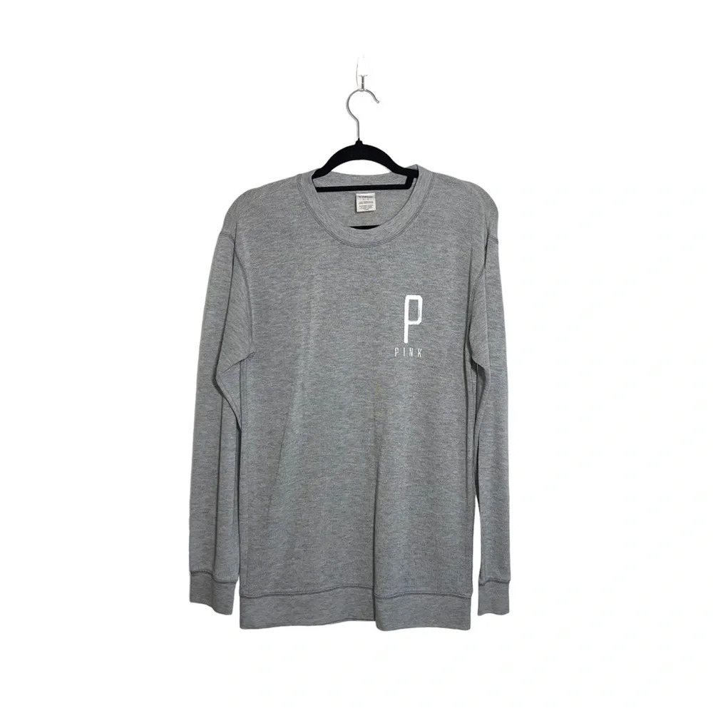 Victoria’s Secret PINK Thin Sweater Heather Gray Logo Lounge Small Women’s